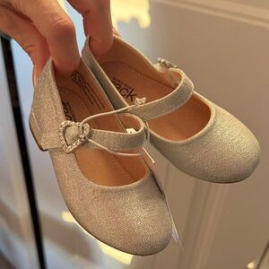 Silver Glitter Kids Shoes with Heart Detail